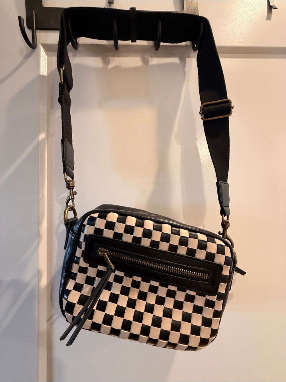 Black & White Checker Crossbody Bag